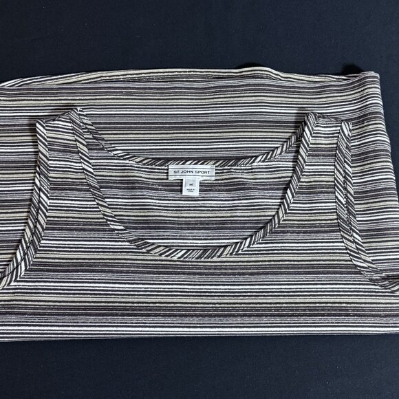 St. John Sport Brown Metallic Striped Sleeveless Knit Tank Top Size M - Picture 3 of 5